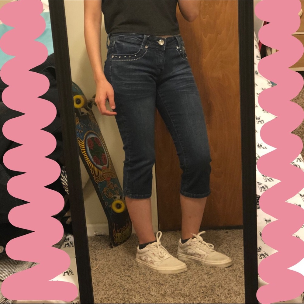 jean capris, old but in decent condition